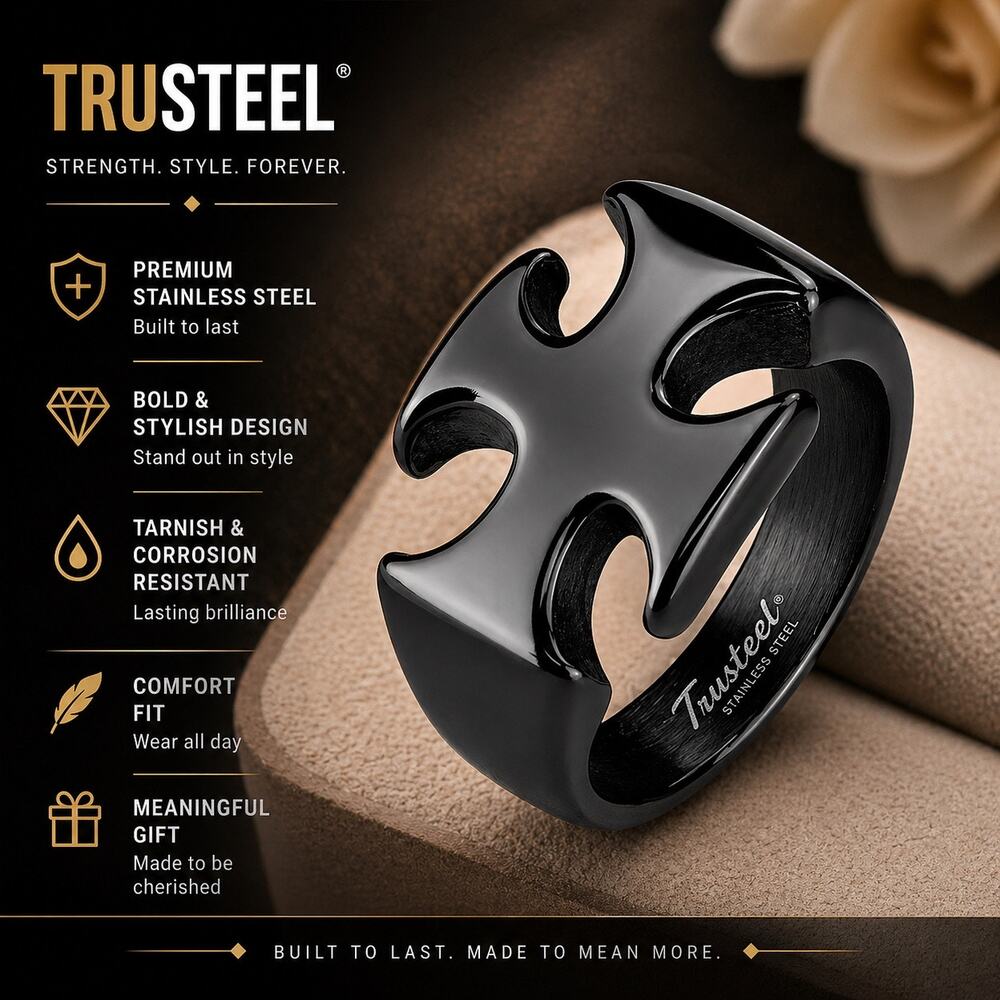 Men’s Iron Cross Black 316L Stainless Steel tarnish resistant Ring